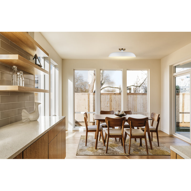 Plafonnier semi-encastré 1 lumière Bethany, Laiton bruni, Blanc, H 7,63 po x l 24 po x P 24 po
