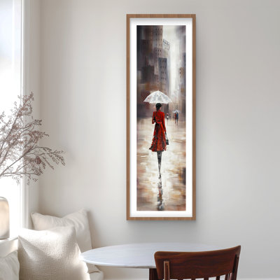 «Quiet Walk in the rain» - Reproduction matte encadrée gris