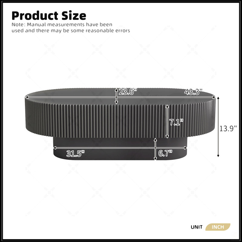 Table basse ovale élégante de 43,3 po, Noir
