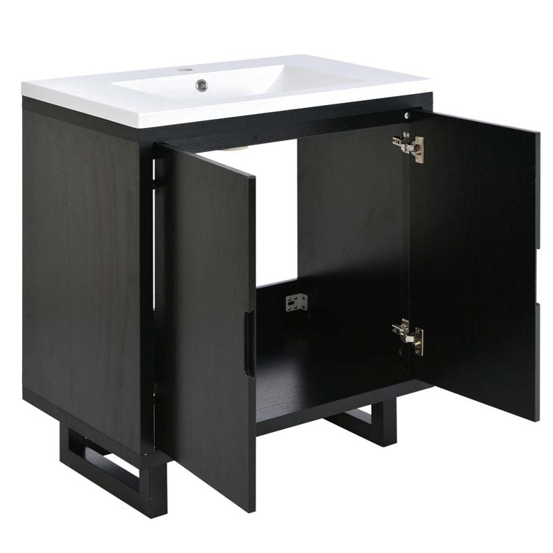 Zannis 29.55'' Single Bathroom Vanity with Top, Black