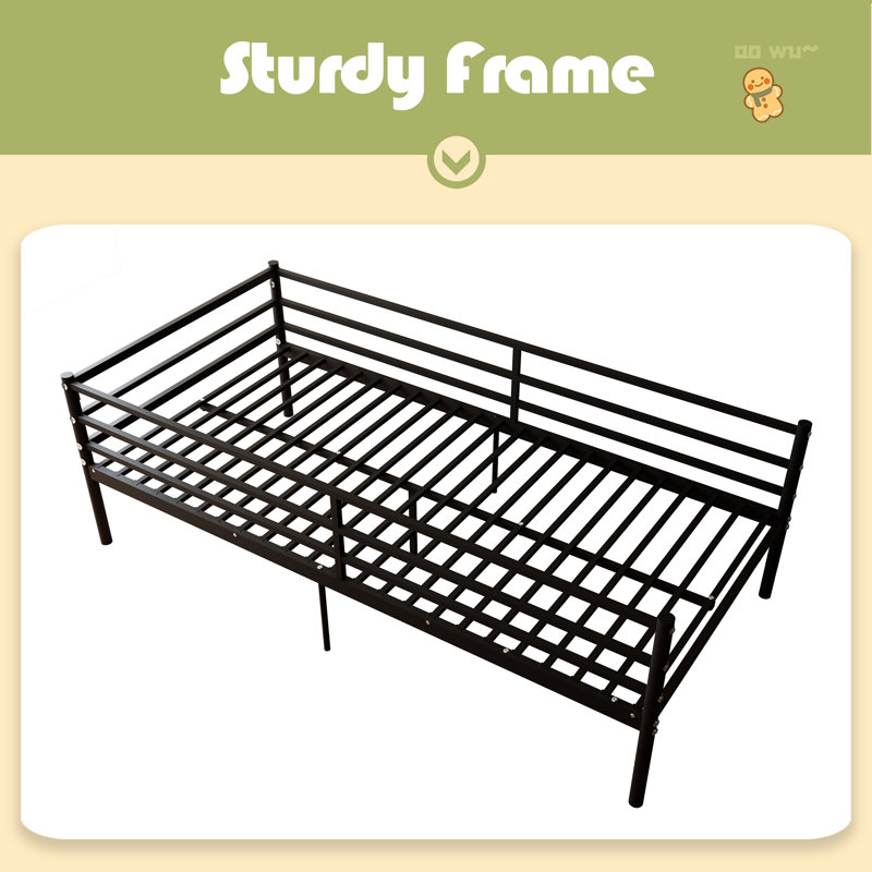 Lit de jour simple, support de lattes en métal robuste, sommier plateforme pour matelas de salon, chambre d'amis, assemblage facile