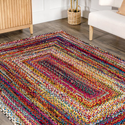 Tapis multicolore en coton tressé à la main bohème