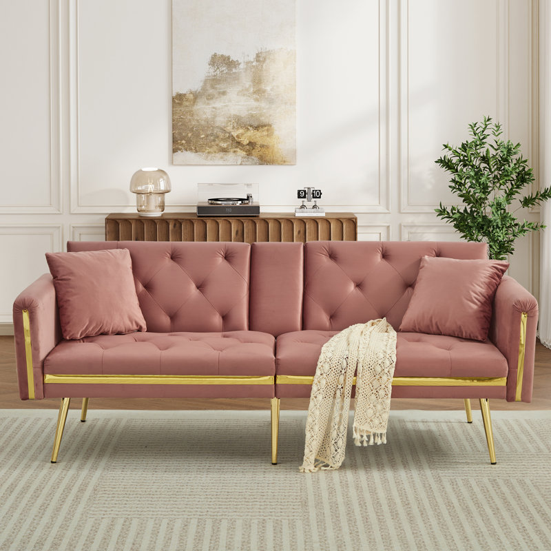 2 Seater Velvet Loveseat, Pink