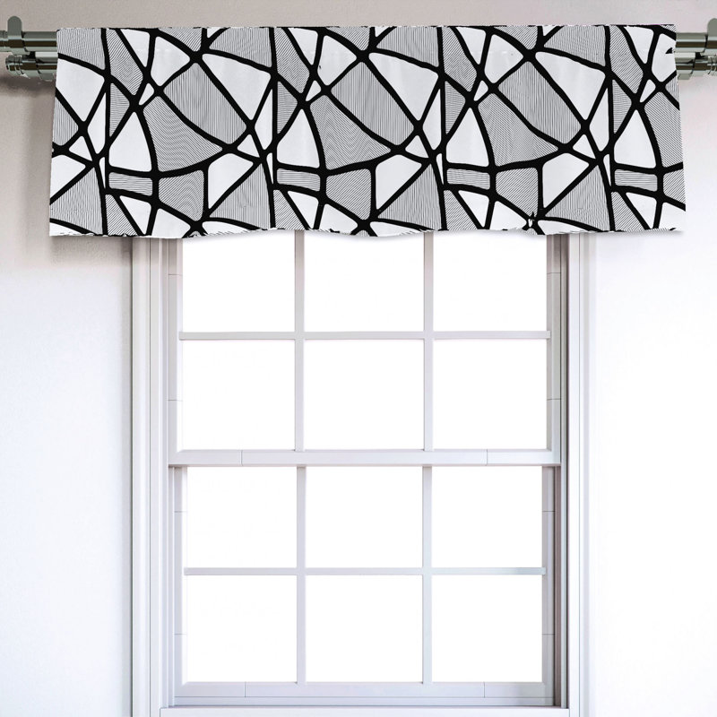 Sateen Geometric Ruffled Window Valance
