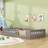 Twin Wood Platform Bed, Semi-Enclosed Guardrail Design-609842295