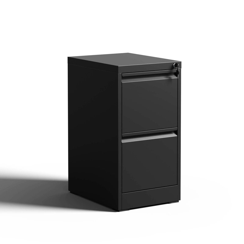 Classeur vertical en métal avec serrure - 2 tiroirs pour une utilisation à long terme au bureau / à la maison, Black
