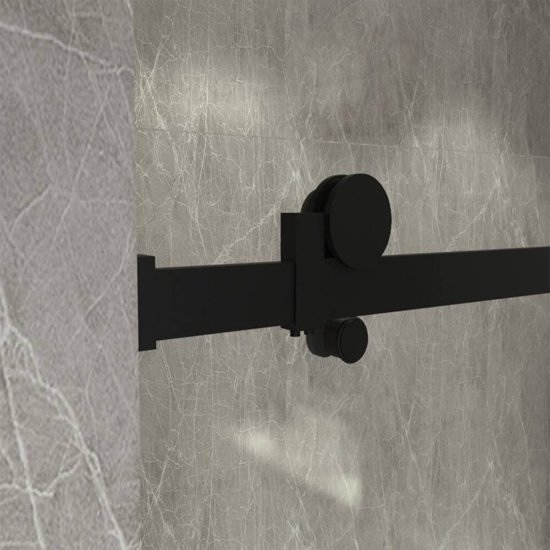 Porte de douche coulissante réversible avec quincaillerie carrée en noir avec panneau latéral de 36 po Sera l 48 po x P 36 po x H 75 po x H 10 mm