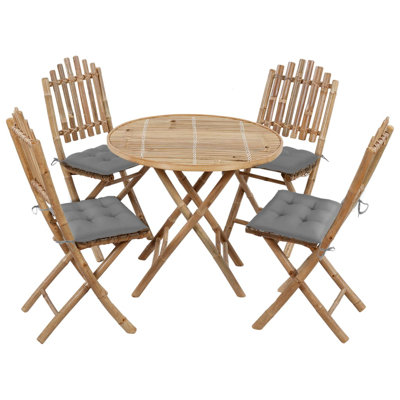 Aimey 4 - Person Bamboo Solid Wood Patio Dining Set Round Table