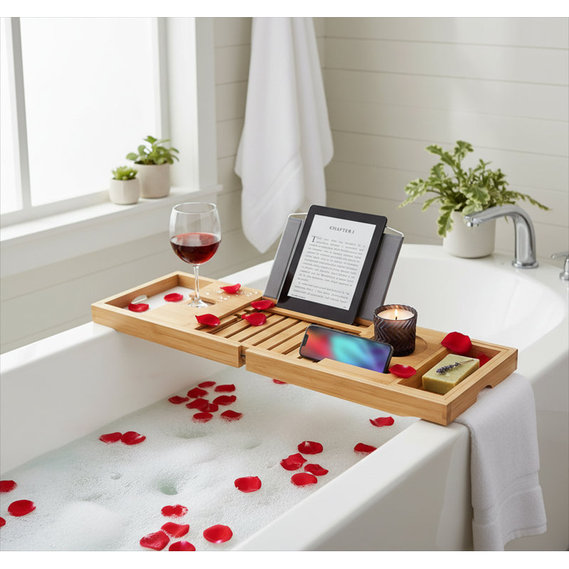 Freestanding Bamboo Bathroom Accessory Tray