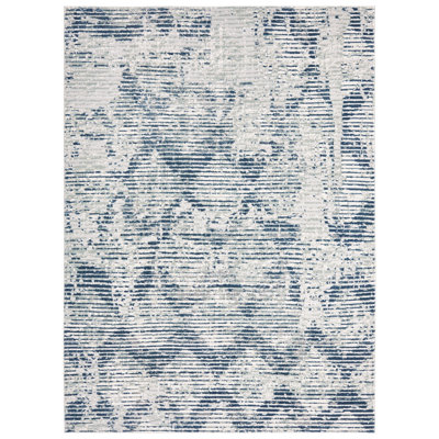 NICOLE MILLER NEW YORK Akef Distressed Diamond Indoor Area Rug, Grey/Blue