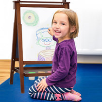 Zimtown Kids Wooden Easel, Dry Erase Board & Chalkboard, with Paper Roll  and Drawing Accessories 