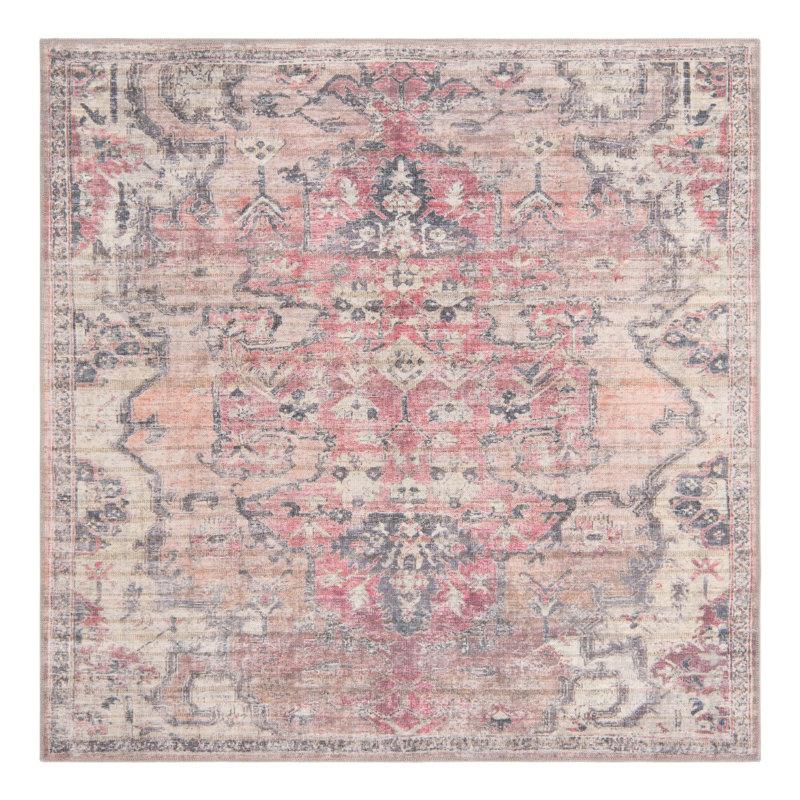 Engelman Oriental Beige/Pink Area Rug, Square 6'1"