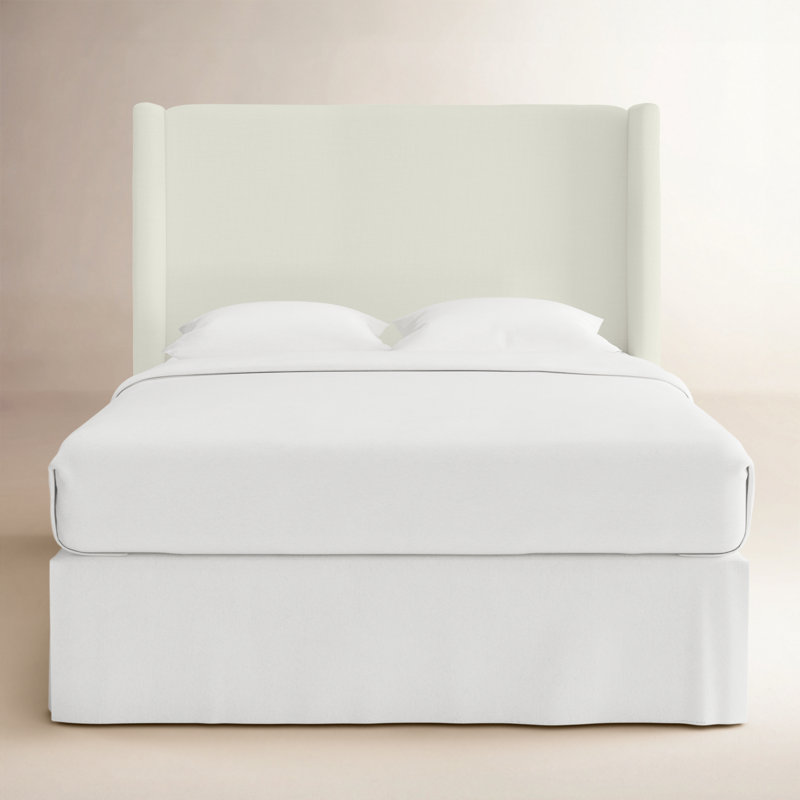 Tête de lit tapissier Tilly, Grand, Lin blanc texturé Zuma
