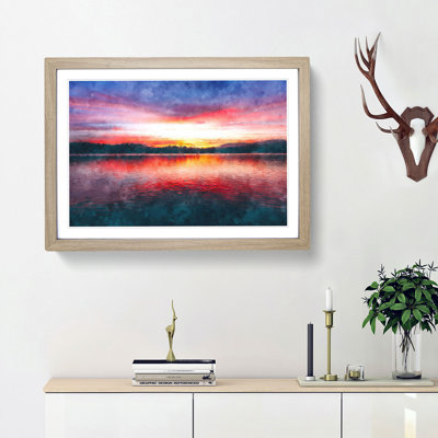 Sunset over Lake Windermere - Picture Frame Painting Print on MDF
