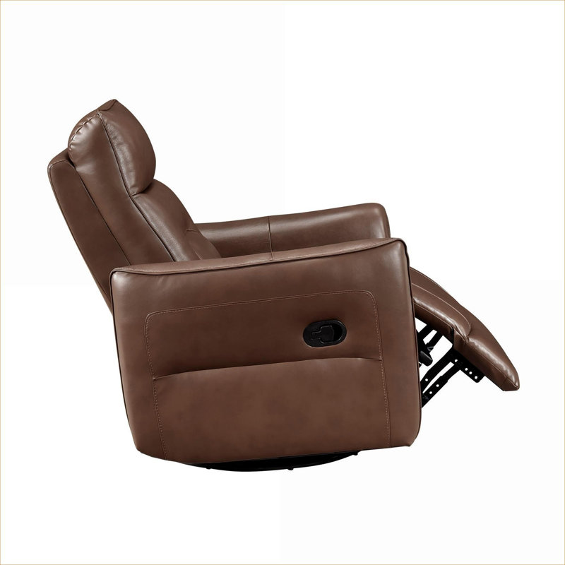 Fauteuil inclinable et oscillant pivotant riche en brun riche en cuir massif pour le salon