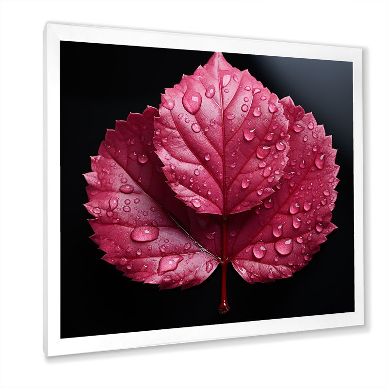 Magenta Motion Leaf style minimaliste, Cadre simple blanc, H 30 po x l 30 po x P 1 po