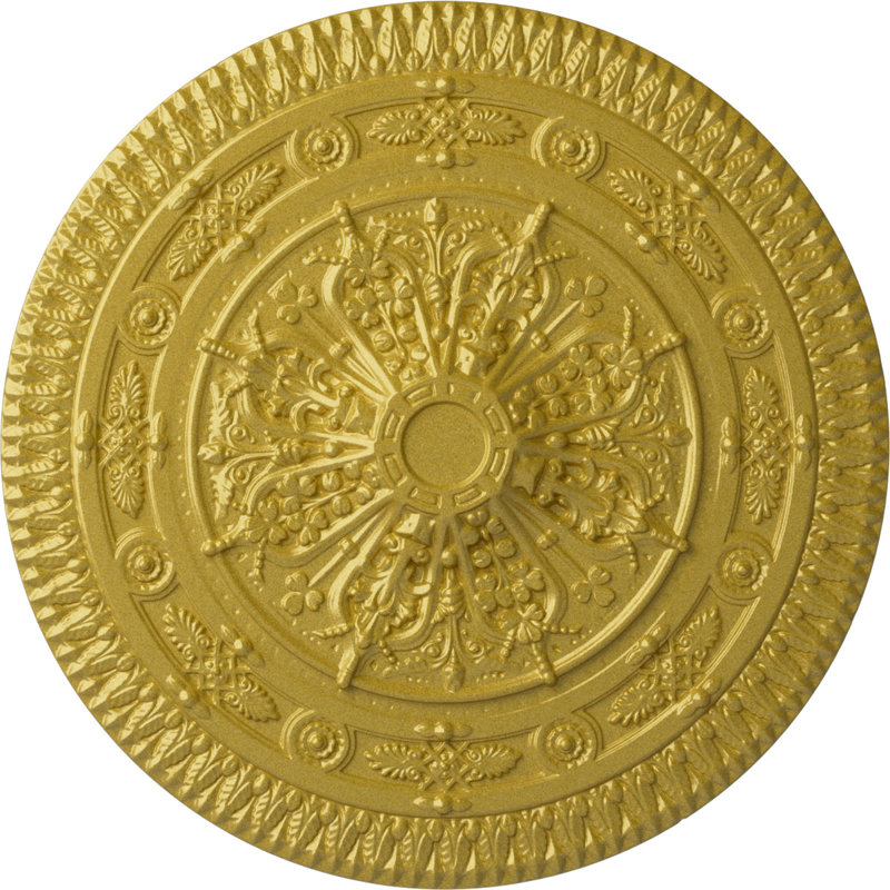 Médaillon de plafond de 37 1/2 po de diamètre extérieur x P 3 3/8 po (convient aux auvents jusqu'à 3 3/8 po), Doré intense