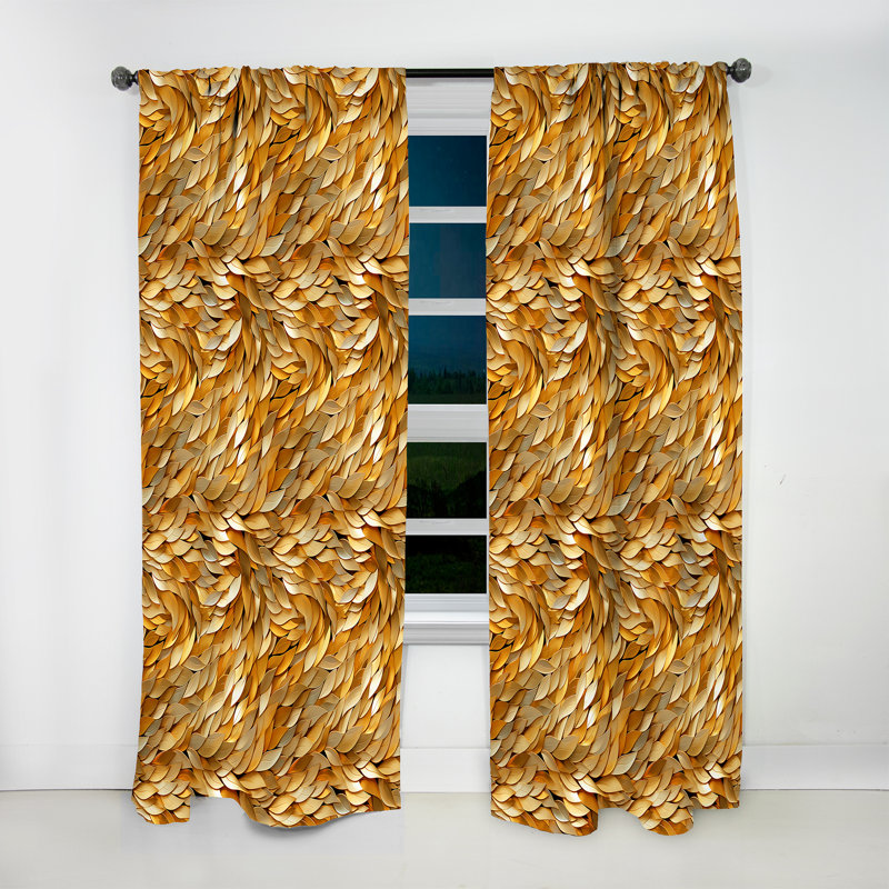 Gold Fish Scales - Abstract Marble Curtain - Velvet Room Darkening - 1 Panel, 52" W x 84" L