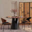 Table de salle à manger ronde en bois manufacturé de couleur châtaignier-228176185