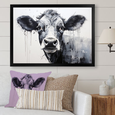 Minimalism Black And White Cow I - Cow Wall Art