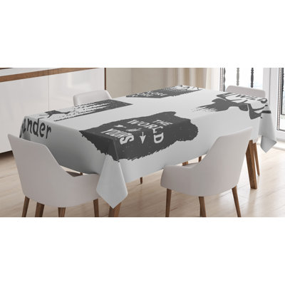 La nappe ambesonne parle, les emblèmes wilderness restent sauvages. ce n’est pas le monde que vous êtes votre flèche de pin, un couvercle de table rectangulaire pour la cuisine de salle à manger décoration, 52 po x 70 po, gris