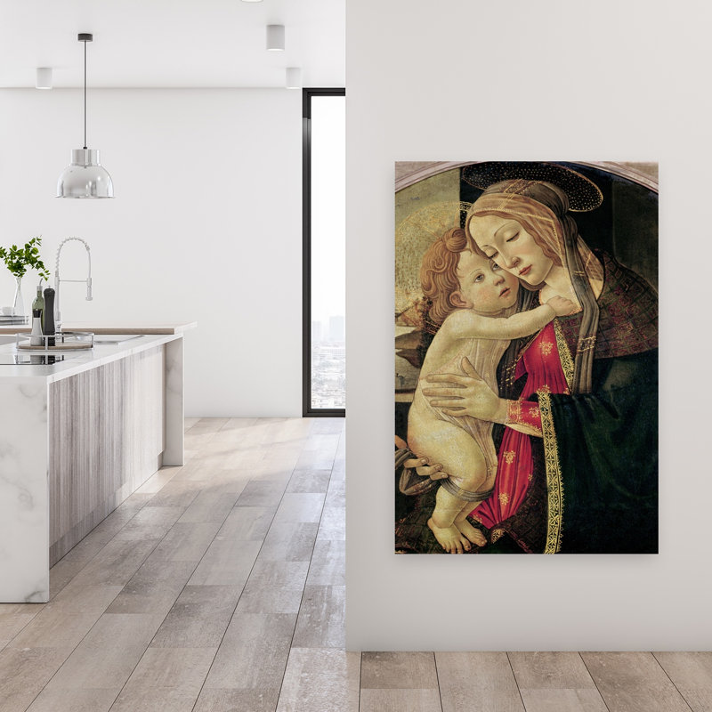" The Virgin And Child, C.1500 Abstract Contemporary Landscape Wall Art Print " by Sandro Botticelli, H 48 po x l 32 po