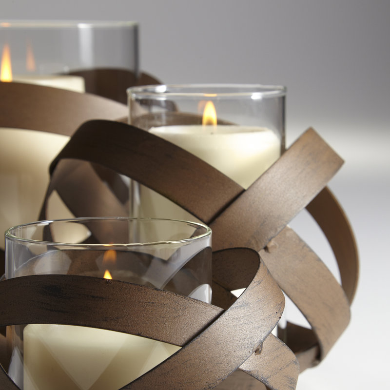Infinity Hurricane Candle Holder, 4" H x 5.25" W x 5.25" D