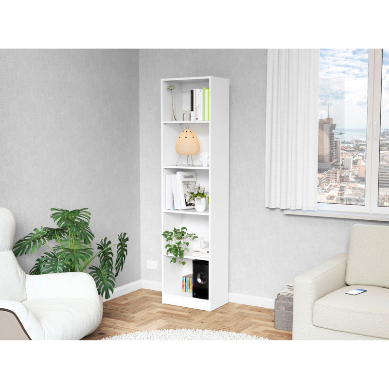 Bibliothèque blanche à 5 tablettes - Rangement pratique et élégant avec 5 tablettes