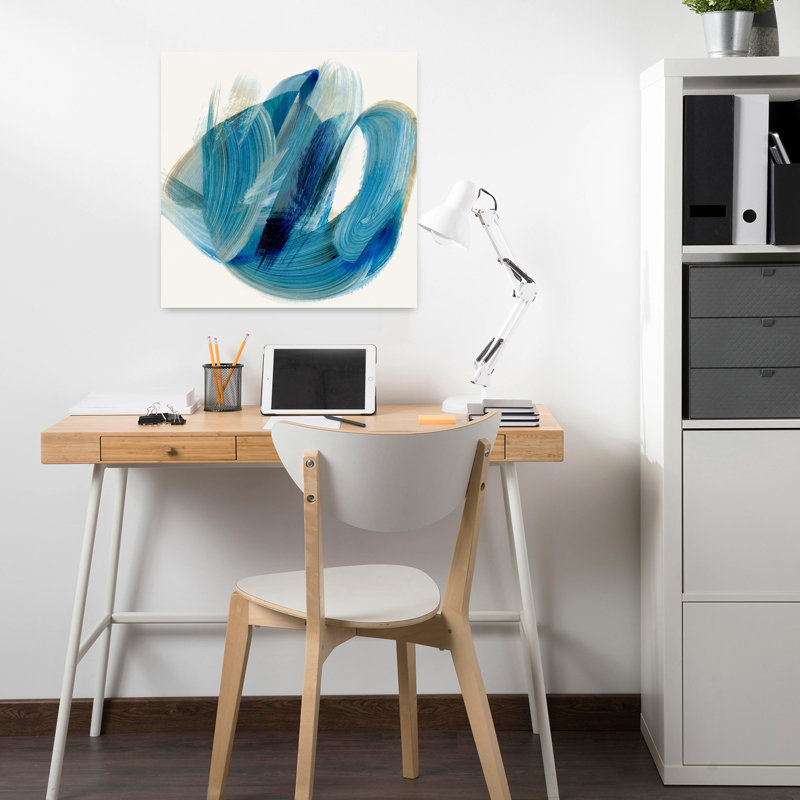 Tourbillons tourbillonnants d'harmonie bleue II, art mural contemporain abstrait, H 18 po x l 18 po