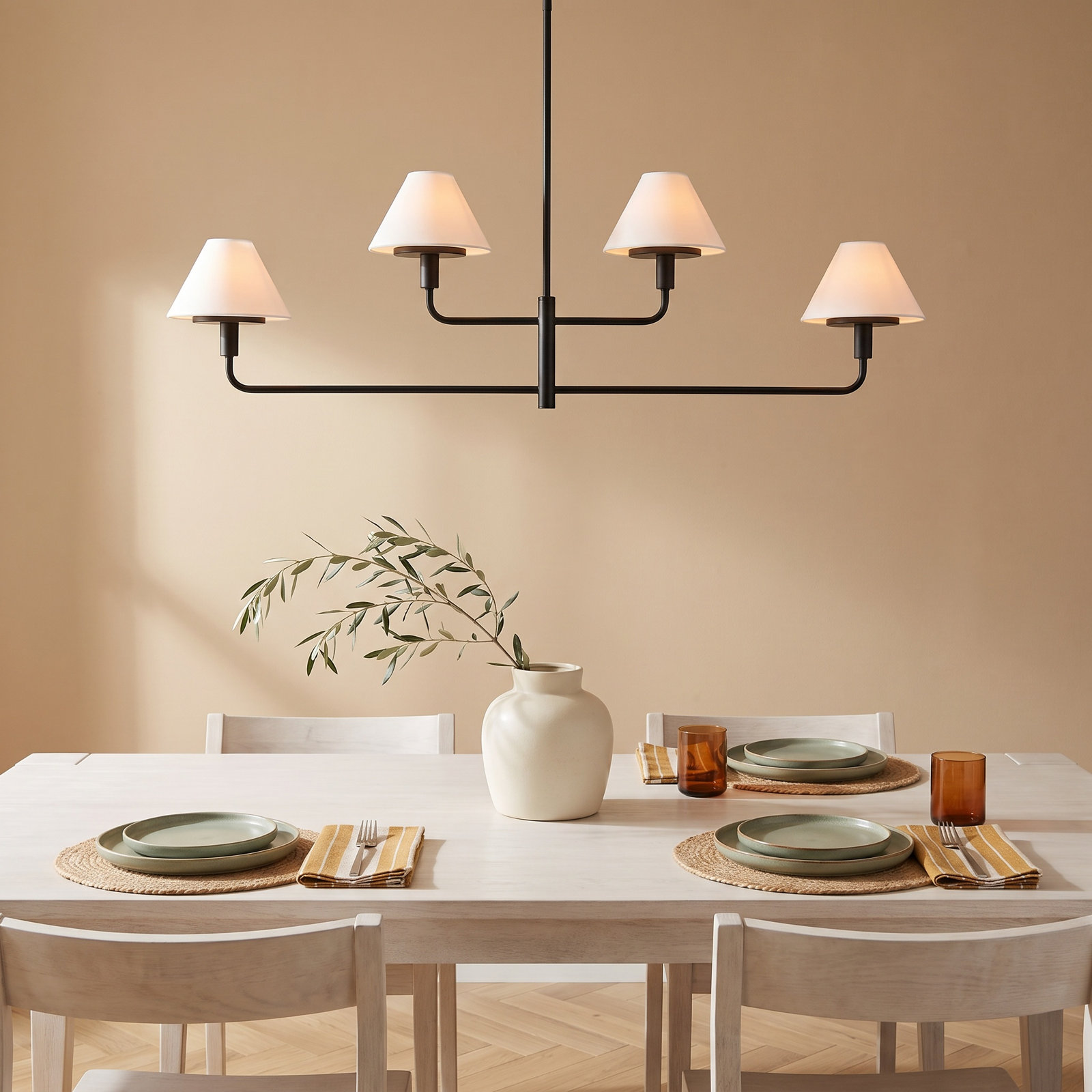 Kristin 4-Light Chandelier, Midnight Black