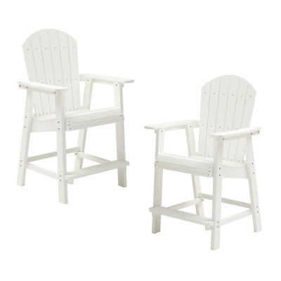 Ensemble de 2 chaises de bar avec accoudoirs pour la cour arrière avec accoudoirs, pour les vents violents - patio blanc, meubles d'extérieur pour la cour sur la piscine, l'assemblage facile, la météo et le confort profilé