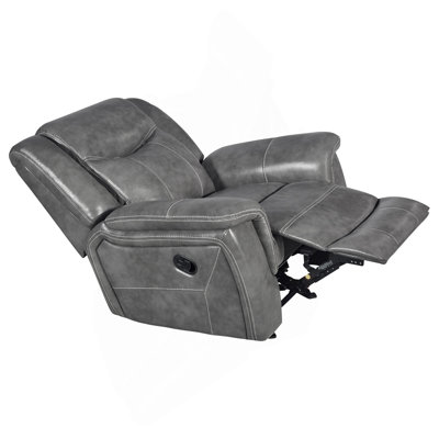 Encino Grey Upholstered Padded Arm Glider Recliner