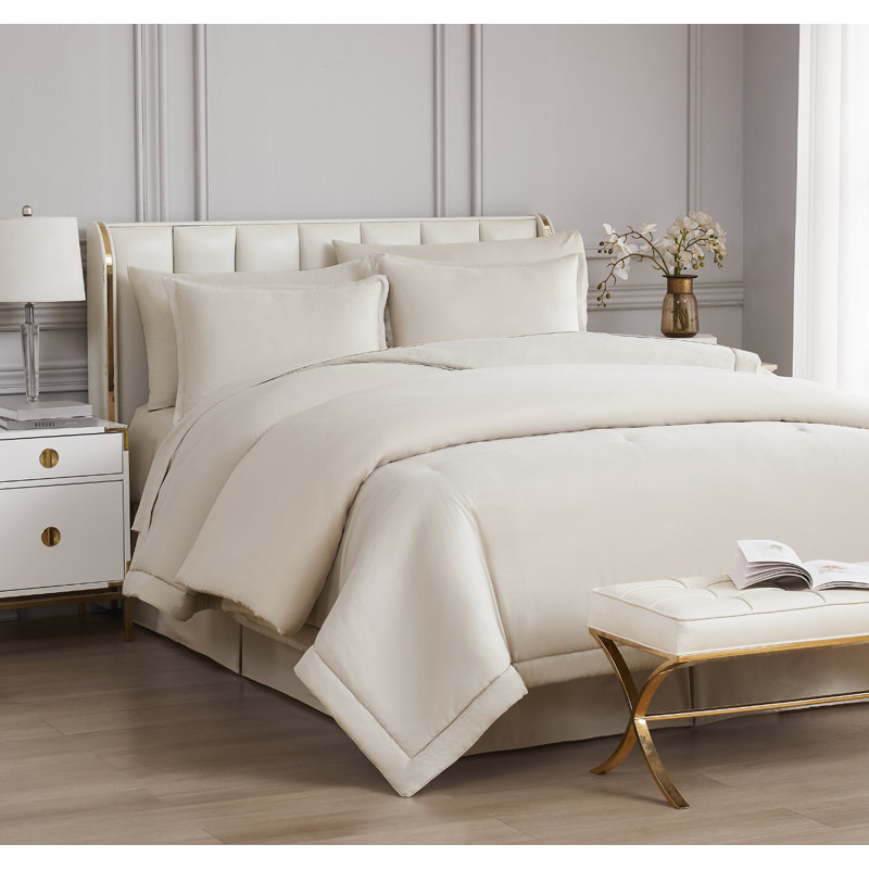 Ensemble d'édredon en microfibre, Taupe, Édredon de grande taille et 6 pièces supplément
