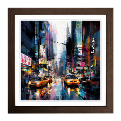 City Of Tokyo Abstract Art No.3 - Single Picture Frame Print on Wood