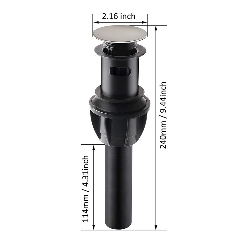 Drain Stopper Bathroom Sink Drain with Overflow, Brushed Nickel