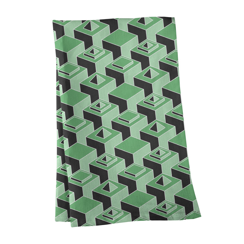 Serviette de thé skyscrapers Patricia Geoffrey, Vert / vert clair / noir, Sergé de coton