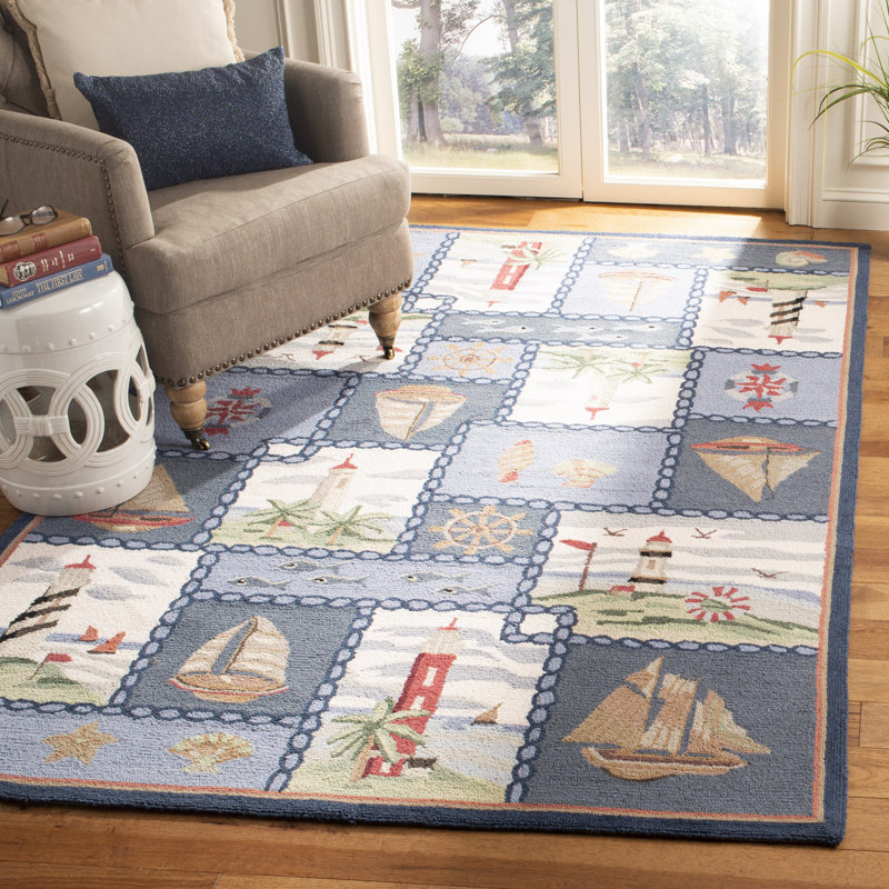 Jonsson Hand Hooked Wool Rug, Rectangle 6' x 9'