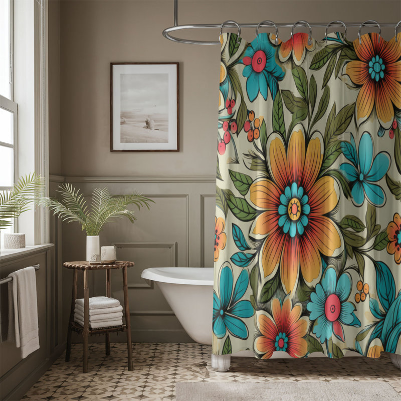 Boho Blooming - Premium Shower Curtain, 74"H x 71"W