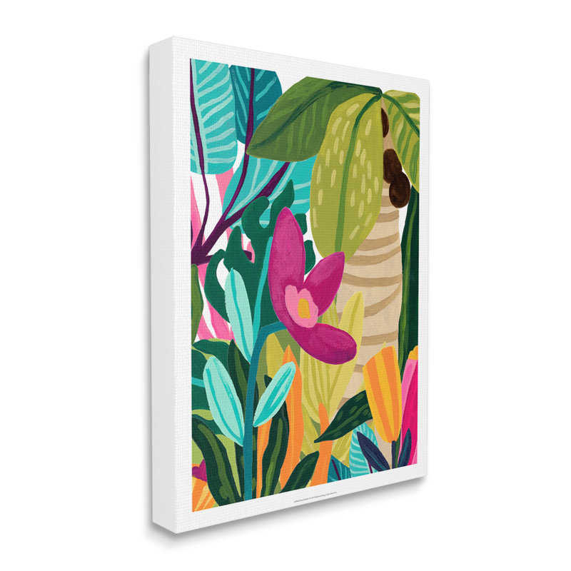 «Island Thicket Bold Tropical Plants Floater», art mural par June Erica Vess, H 30 po x l 24 po x P 1,5 po, Toile tendue