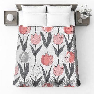 Couvre-lit matelassé rose tulipe