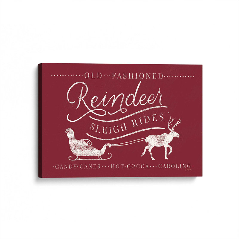 «Classic Reindeer Sleigh Rides», impression sur toile encadrée, Toile tendue, H 12 po x l 18 po x P 1,25 po