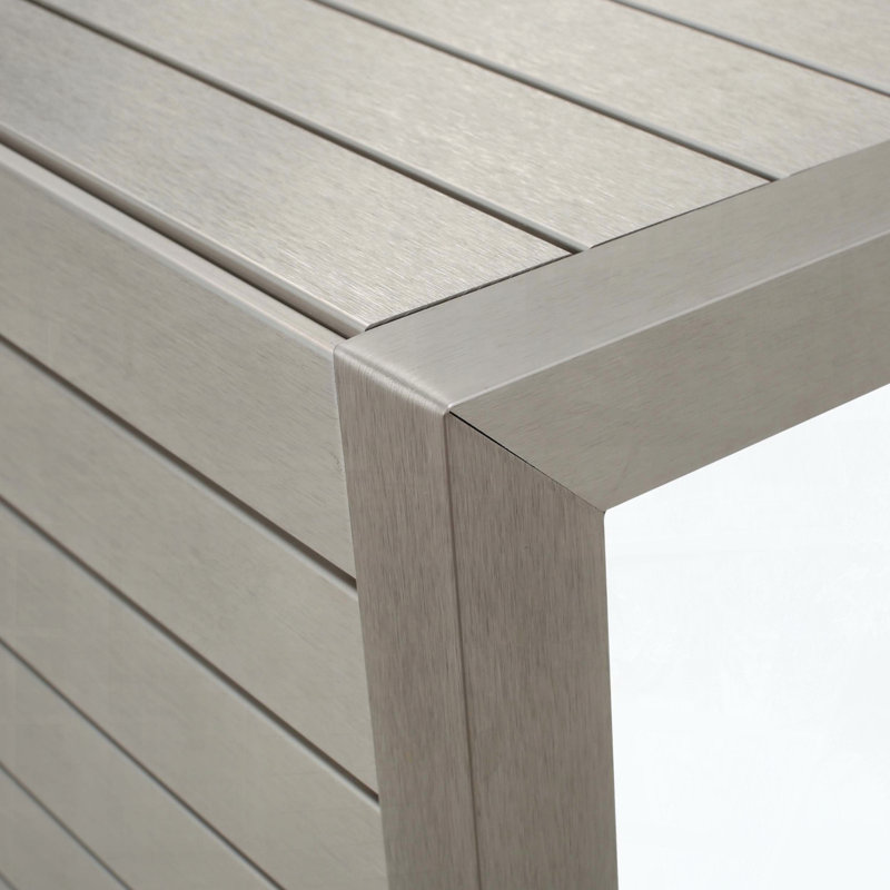 C-Shaped Aluminum Outdoor Side Table, Silver