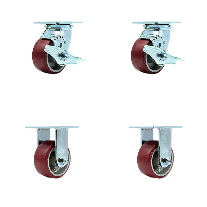 4 Piece Polyurethane on Aluminum Caster Set