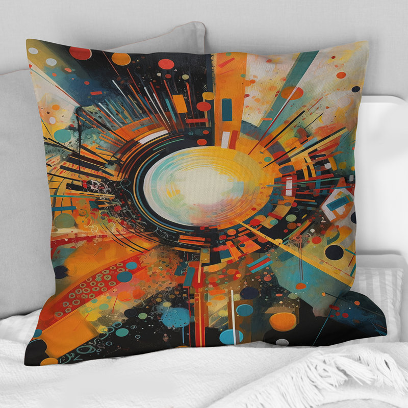 Coussin décoratif à imprimé géométrique abstrait orange IV