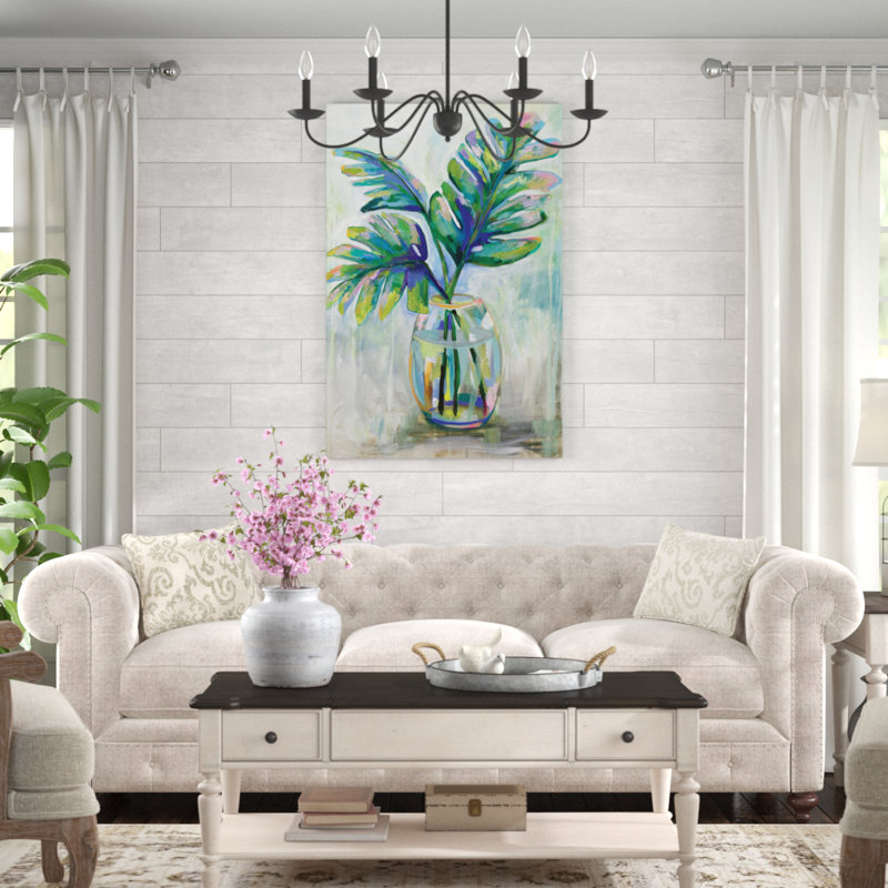 «Palm Leaves II» par Jeanette Vertentes - reproduction d'art sur toile, H 48 po x l 32 po x P 1,25 po, Toile tendue