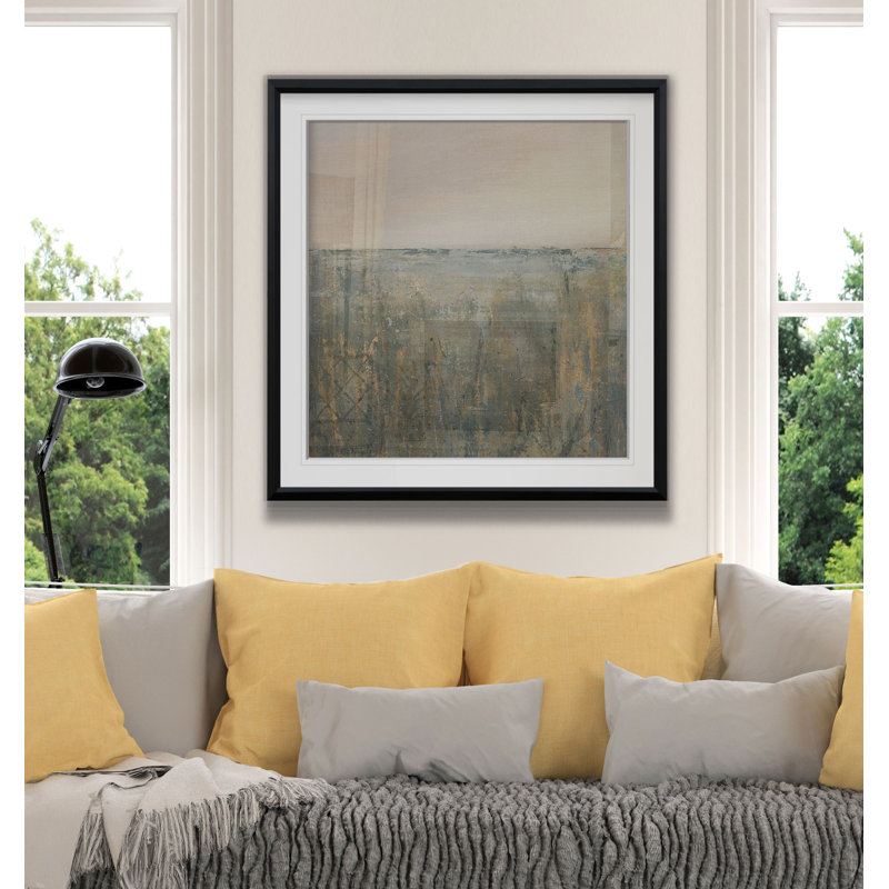 Coucher de soleil dans le marais - reproduction d'art, H 23 po x l 23 po, Cadre noir, Noir