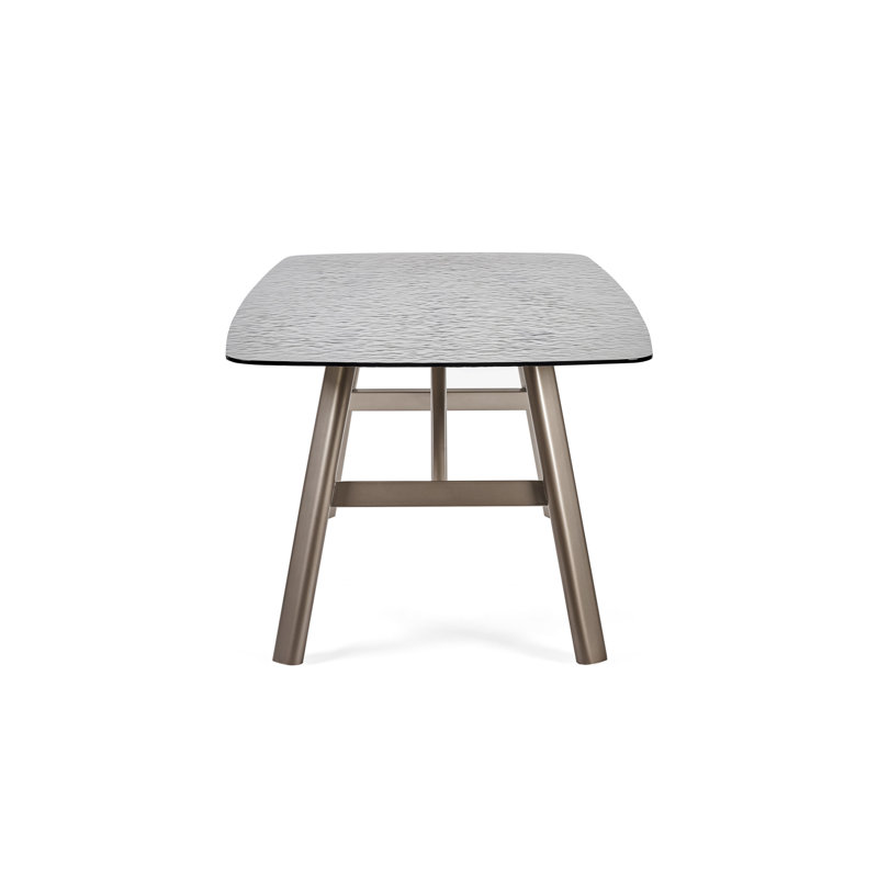 Demerion 200Cm Rectangular Smoked Bubble Glass Dining Table