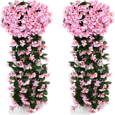 2Pack Artificial Violet Hanging Flowers, Wall Decor In Multicolor, Decorative Indoor Plant,Artificial Imitation Of Outdoor Flowers And Plants