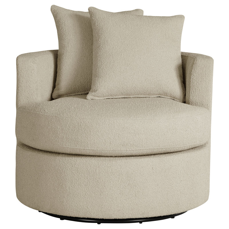 Fauteuil d'appoint pivotant rembourré Malwae, Tissu chameau