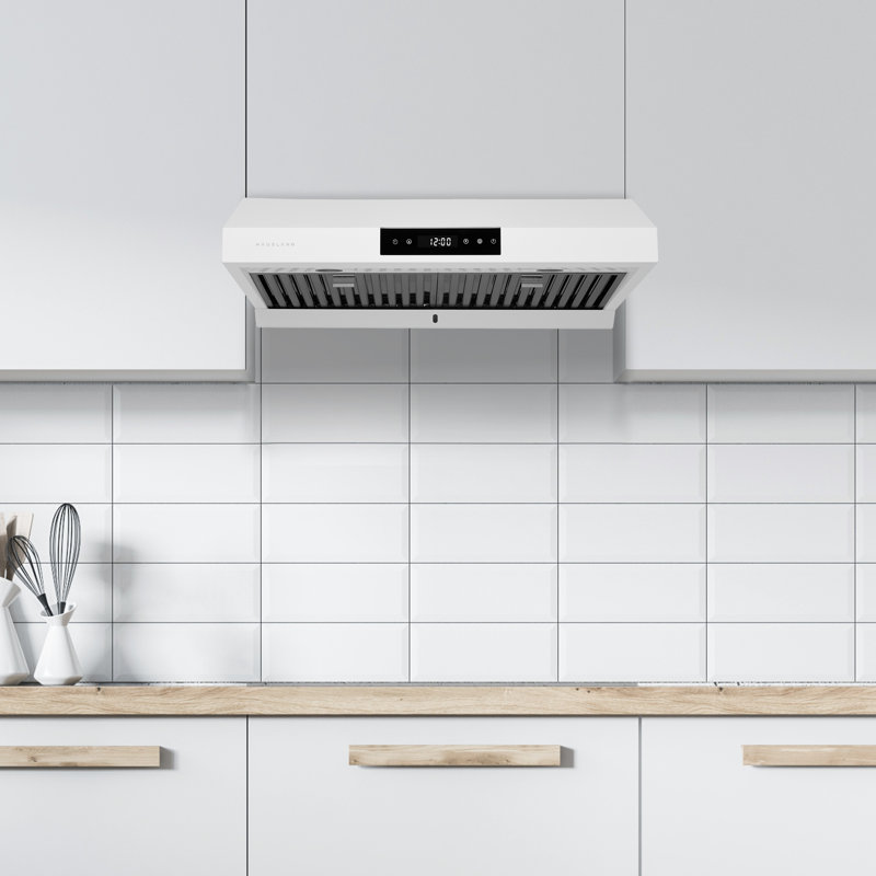 Hauslane Chef Series 30" Under Cabinet Range Hood - Matte White, Pro Performance, LED Lights, Touch Controls, 3-Way Venting